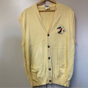 DISNEY Mickey  Mouse Vintage LARGE Golf Cardigan vest